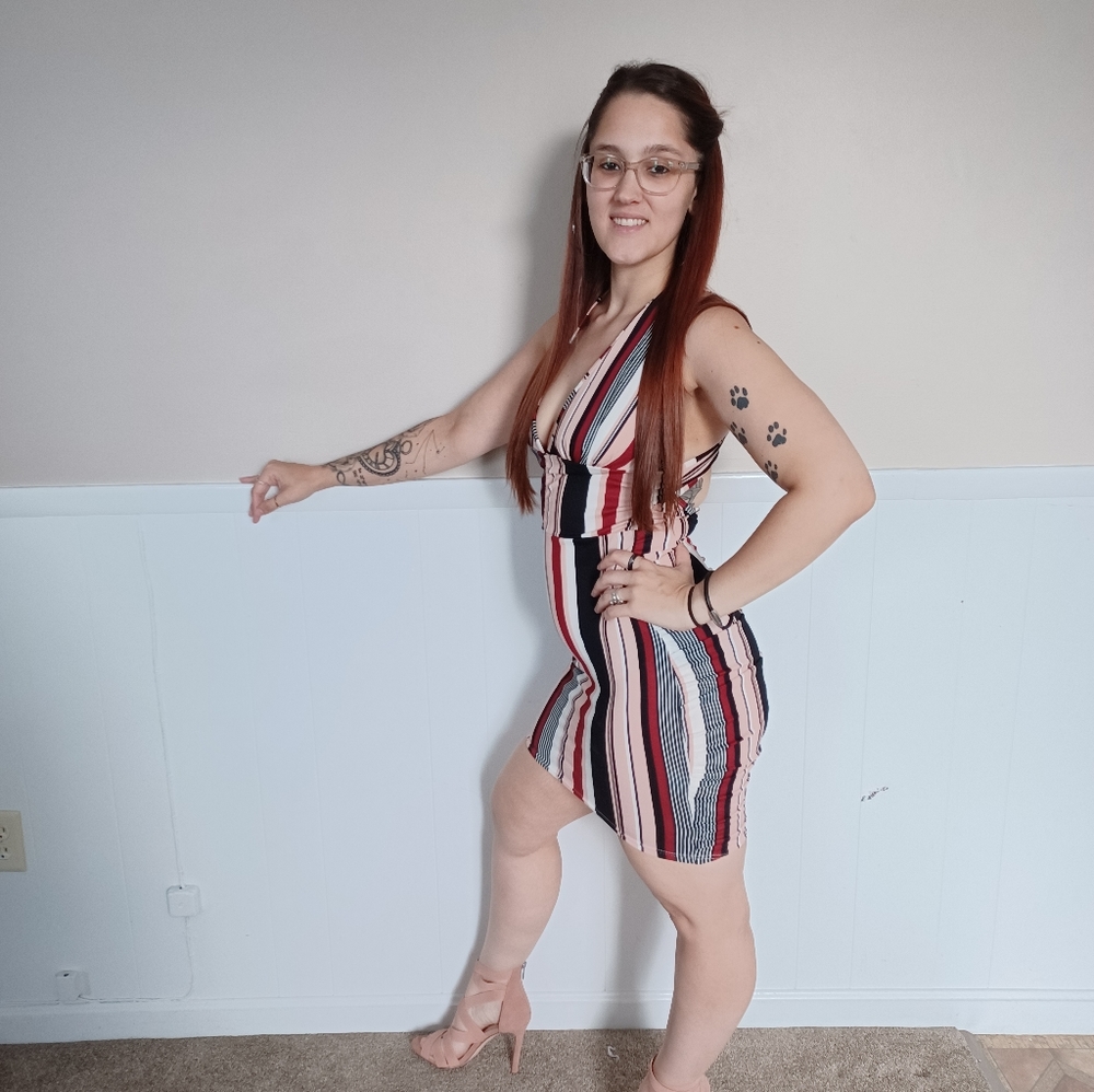 Cranberry and rose dress criss cross in the back